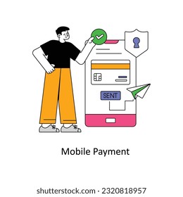 Ilustración del vector de diseño de estilo plano de pago móvil. Ilustración de acciones