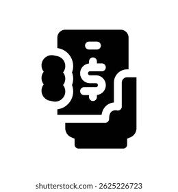mobile payment glyph icon. Strong and solid vector icon for websites, mobile interfaces, presentations, and visual branding. High quality and easy to edit.