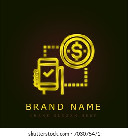 Mobile payment golden metallic logo
