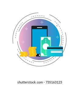 Mobile payment gradient color vector illustration design. Online mobile payments, m-banking icon design for web banners and apps