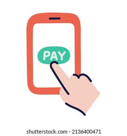 Mobile payment. Hand Drawn Doodle Shopping Icon.