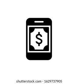 Mobile payment icon in black flat shape icon style designisolated on white background