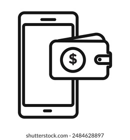 Mobile Bezahlsymbol Schwarze Linie Art Vektorgrafik