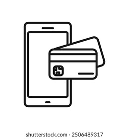 mobile payment icon Black line art vector logo