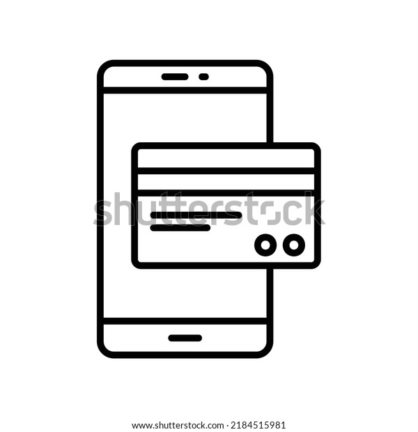 Mobile Payment Icon Black Outline Style Stock Vector (Royalty Free ...