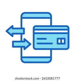 Icono de pago móvil Ilustración vectorial azul