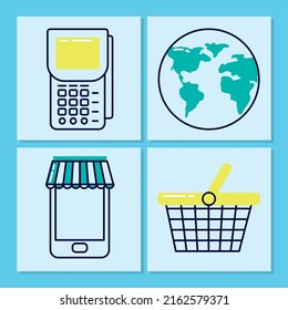 mobile payment icon collection design