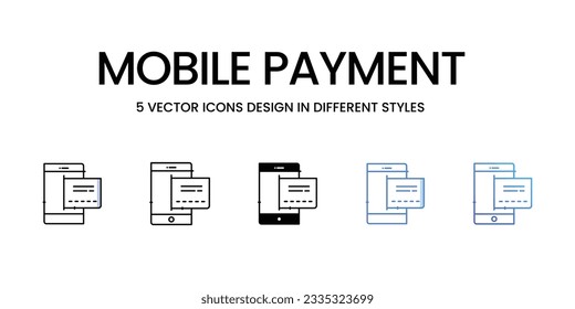 Diseño de icono de pago móvil en estilo Cinco con pulsación editable. Línea, Sólido, Línea plana, Color de tono Duo y Línea de degradado de color. Adecuado para diseño de páginas Web, aplicaciones móviles, UI, UX y GUI.