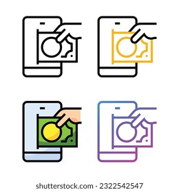 Diseño de icono de pago móvil en cuatro colores de variación