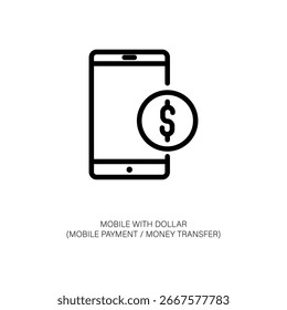 Mobile Payment Icon Dollar Sign on Smartphone para transferência de dinheiro