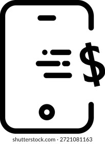 Icono de pago móvil con signo de dólar