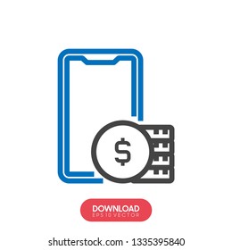 Mobile Payment Icon. Flat Design. Business Concept. Isolated Illustration - Vector