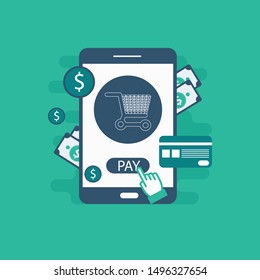 Mobile Payment Icon. Flat Design. Business Concept