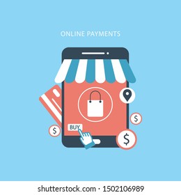 Mobile Payment Icon. Flat Design. Business Concept