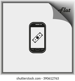 Mobile payment icon. Flat illustration.