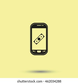 Mobile payment icon. Flat illustration.