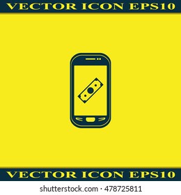 Mobile payment icon. Flat illustration.