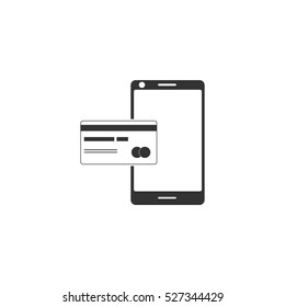 Mobile payment icon flat. Illustration isolated vector sign symbol