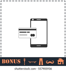 Mobile payment icon flat. Simple vector symbol and bonus icon