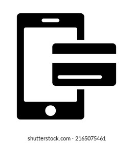 Mobile payment icon glyph style. Concept of Shopping online. Glyph style. Vector. Isolate on white background.