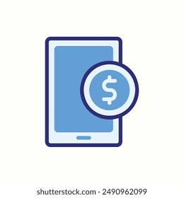 icono de pago móvil, aislado icono azul tema comercio electrónico