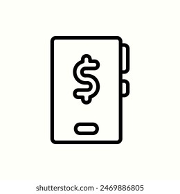 mobile payment icon, isolated outline or line icon