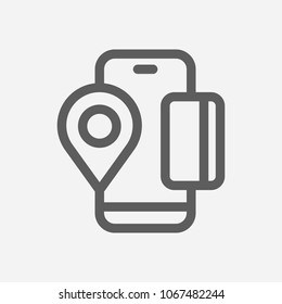 Mobile payment icon line symbol. Isolated vector illustration of  icon sign concept for your web site mobile app logo UI design.