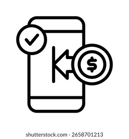 Ilustración vectorial de línea de icono de pago móvil