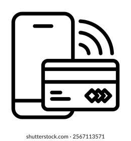 Mobile Payment Icon Lineal Style Vector Illustration