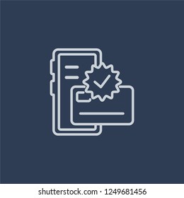 Mobile payment icon. Mobile payment linear design concept from  collection. Simple element vector illustration on dark blue background.