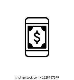 Mobile payment icon in linear, lineout icon style isolated on white background