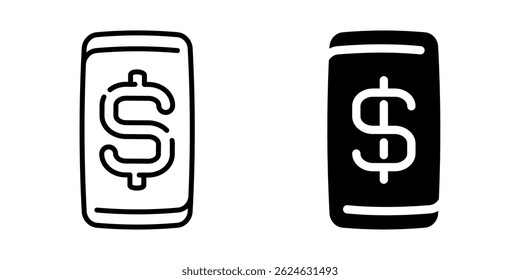 Mobile payment icon. Linear and silhouette style.