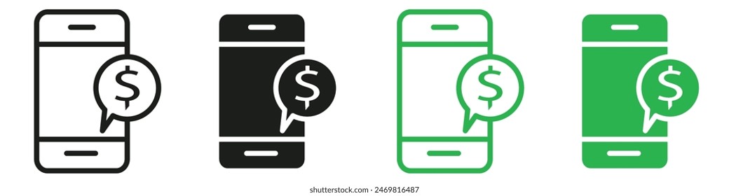 Mobile payment icon mark in filled style