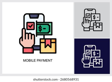 Icono de pago móvil Multi Style Ilustración vectorial