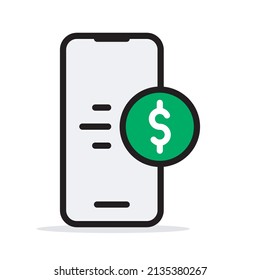 Icono de pago móvil. Concepto de pago en línea. Estilo de contorno de trazo. Vector. Aislar sobre fondo blanco.