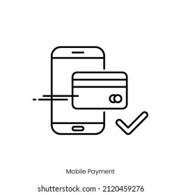 mobile payment icon. Outline style icon design isolated on white background