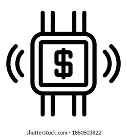 Mobile payment icon. Outline mobile payment vector icon for web design isolated on white background