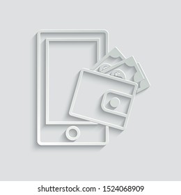 mobile payment icon. mobile phone with money icon. 