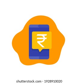 Mobile payment icon with rupee