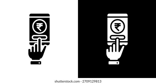 Mobile Payment Icon With Rupee Currency Symbol. Flat Style Design Created For Creative Flexibility In Light And Dark Versions.