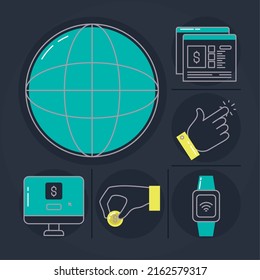 mobile payment icon set design