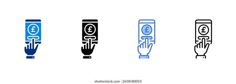 Mobile Payment Icon Set With Different Currencies