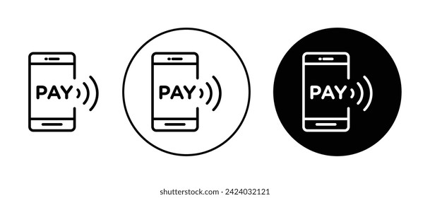 Mobile Payment Icon Set. Digital wallet transaction vector symbol in a black filled and outlined style. Swift Pay Sign.