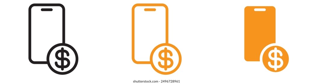 Mobile Payment Icon Set Digital Transaction Illustrations for Finance and E-commerce