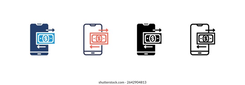 Mobile Payment Icon set multiple style collection