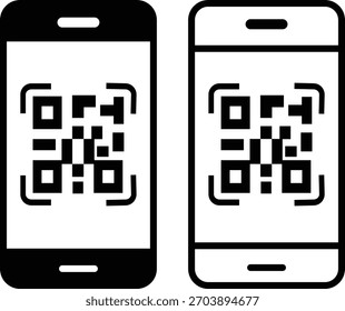 mobile payment icon set. QR code template, contrast, Qr code scan icon collection, mobile phone QR code icon for apps, scan me QR Code,
