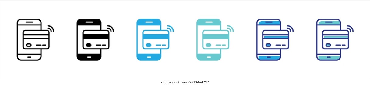 mobile payment icon set. mobile payment thin line and color style icon for your app and web. vector illustration