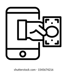 Mobile payment icon. Simple design. Line vector. Isolate on white background.