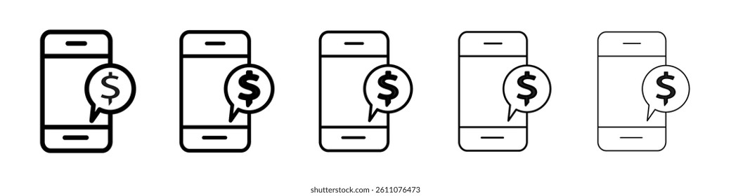 Mobile payment icon Symbol mark in Outline style