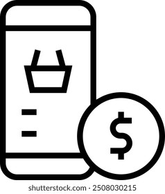 mobile payment icon. Thin linear style design isolated on white background